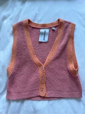 Collusion Pink & Orange crop sweater vest